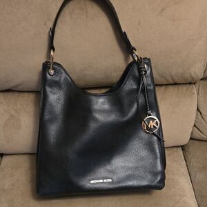 Michael Kors Black Shoulder Bag with Gold Accents